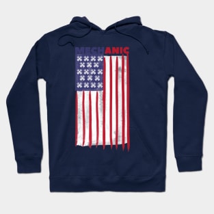 Patriot Mechanic Flag Labor Day 4th July Hoodie